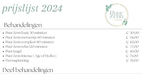 Prijslijst 2024 